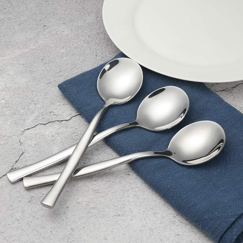 Xowine 12 Pieces Stainless Steel Bouillon Round Soup Spoon - Image 5